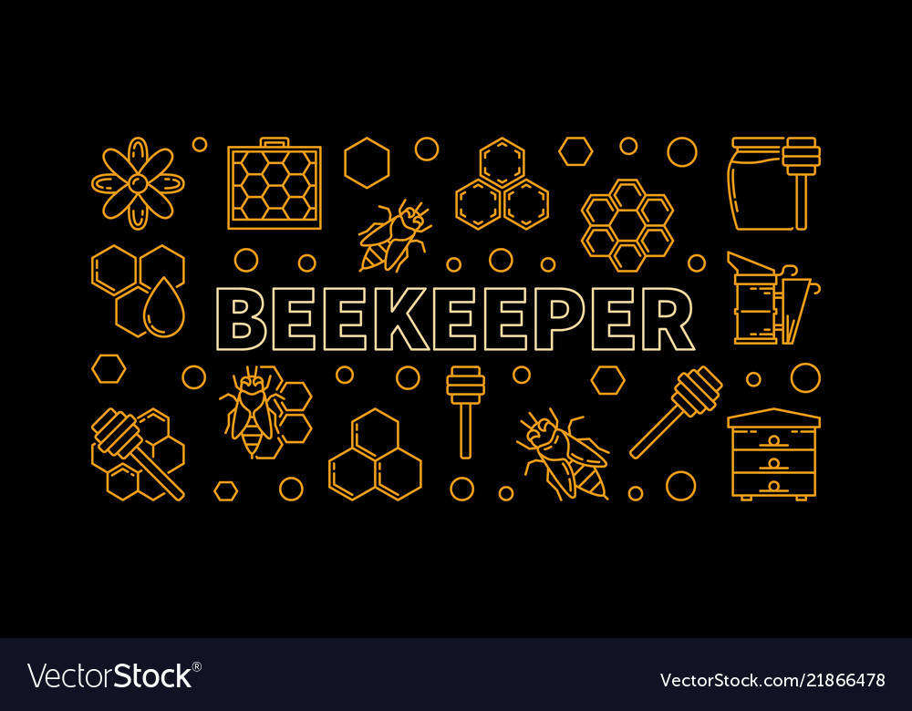 Beekeeper horizontal linear vector image Beekeeper horizontal linear