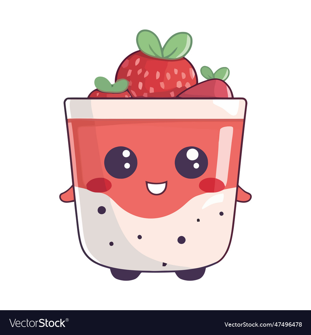 Juicy Strawberry Mascot Cheerful Freshness Vector Image 1639