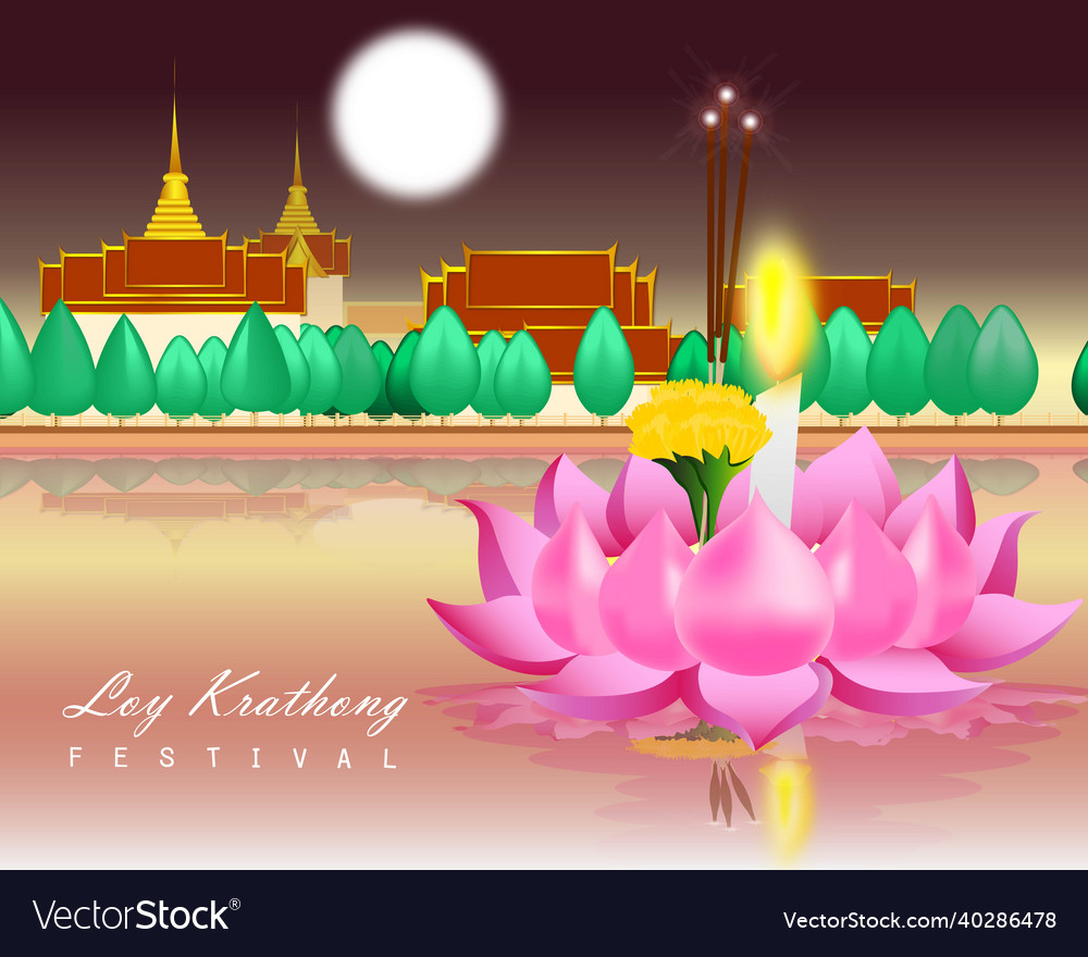 Loy krathong festival thailand 2021 Royalty Free Vector