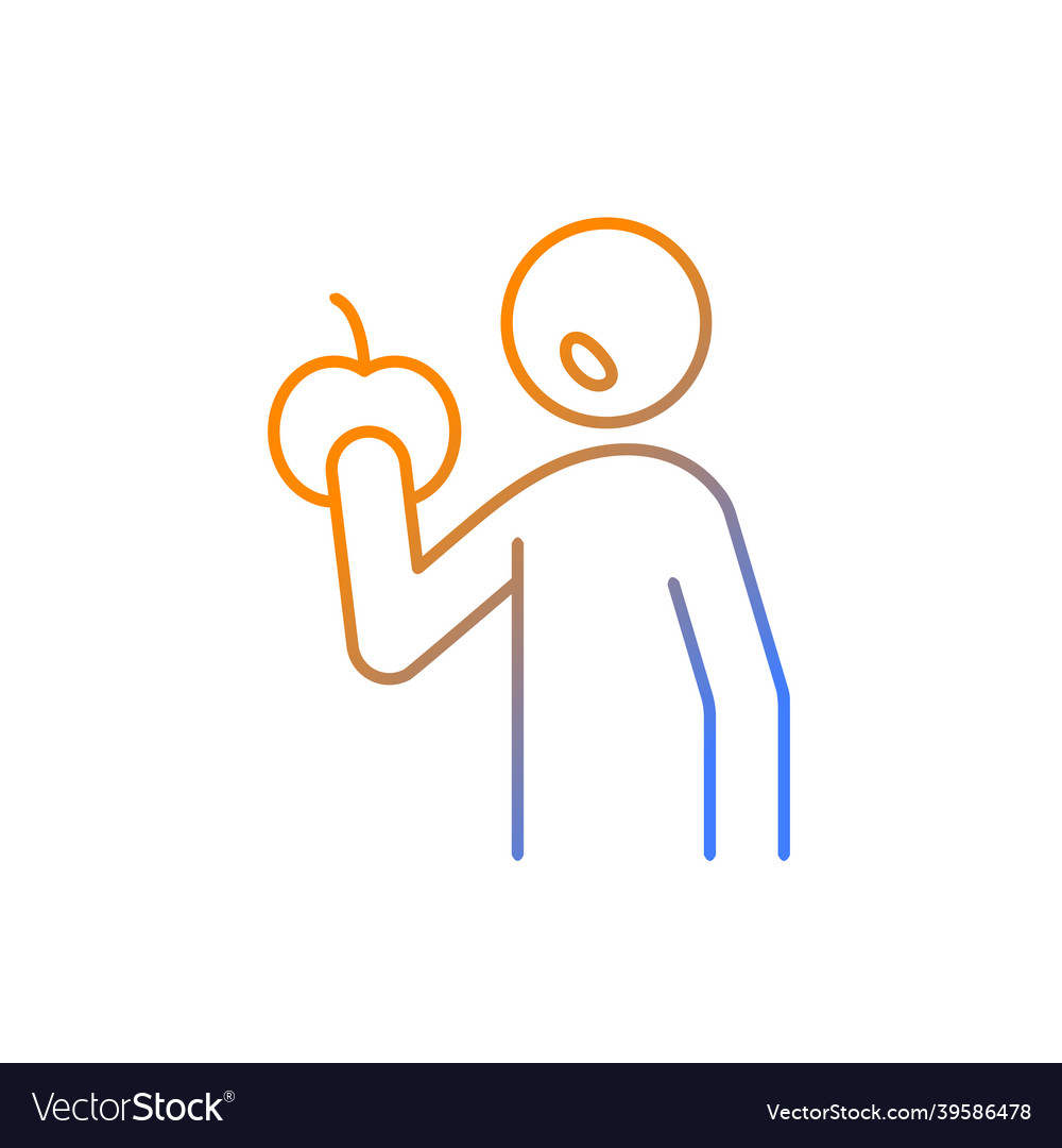Man with apple gradient linear icon vector image Man with apple gradient linear icon