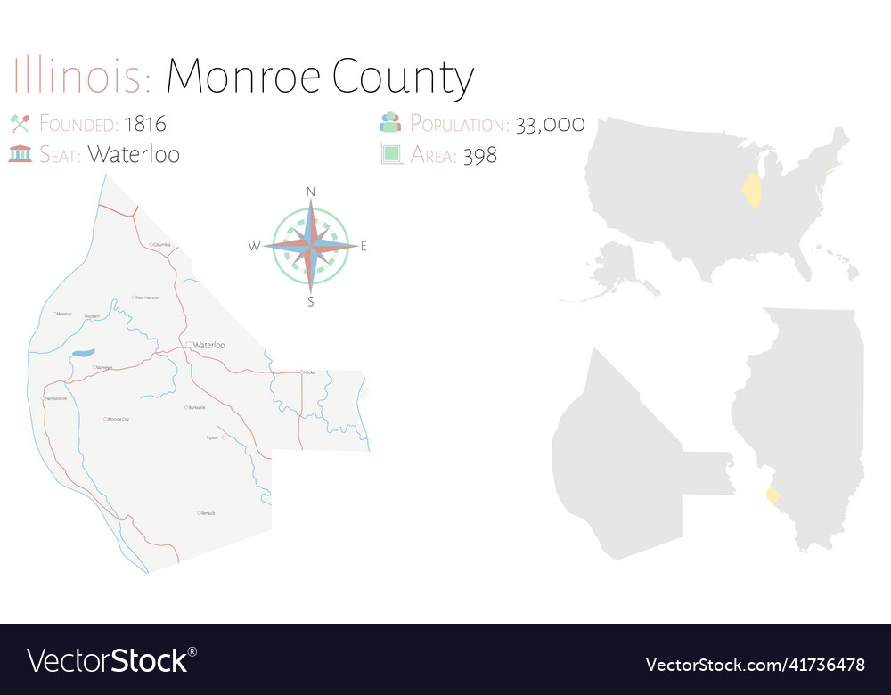 Map of monroe county in illinois