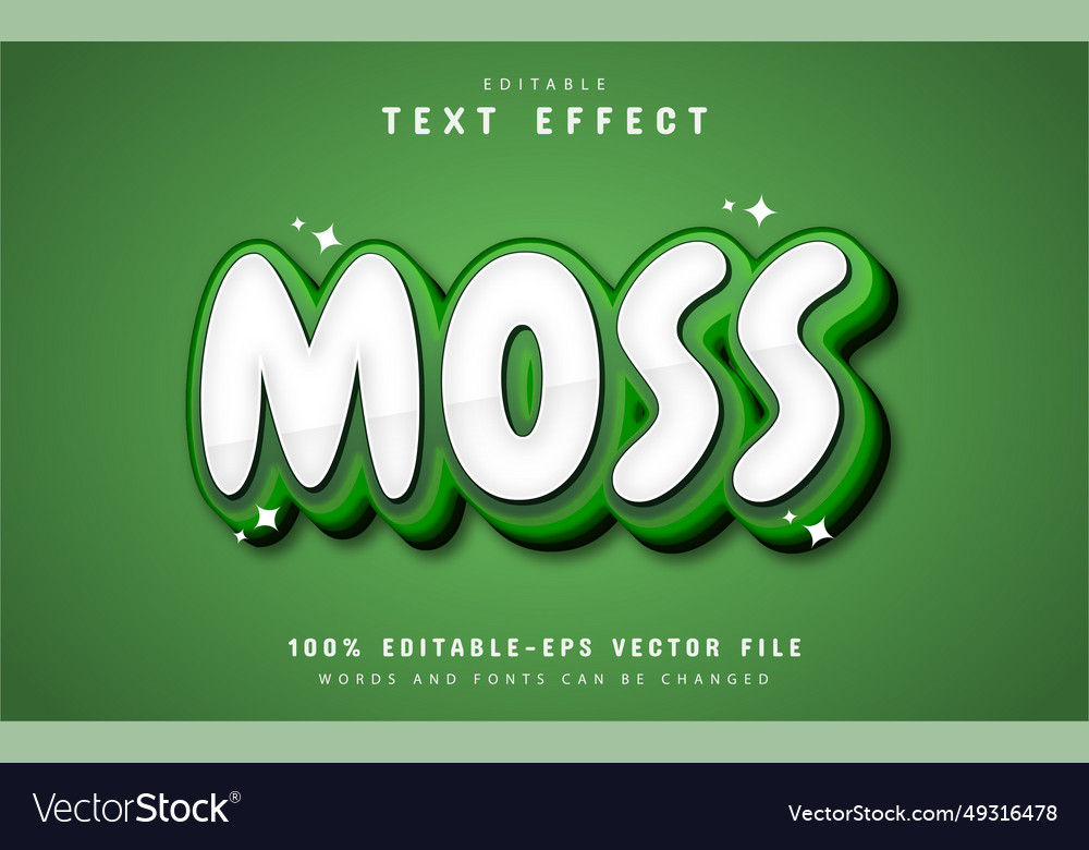 Moss text effect with green gradient vector image Moss text effect with green gradient