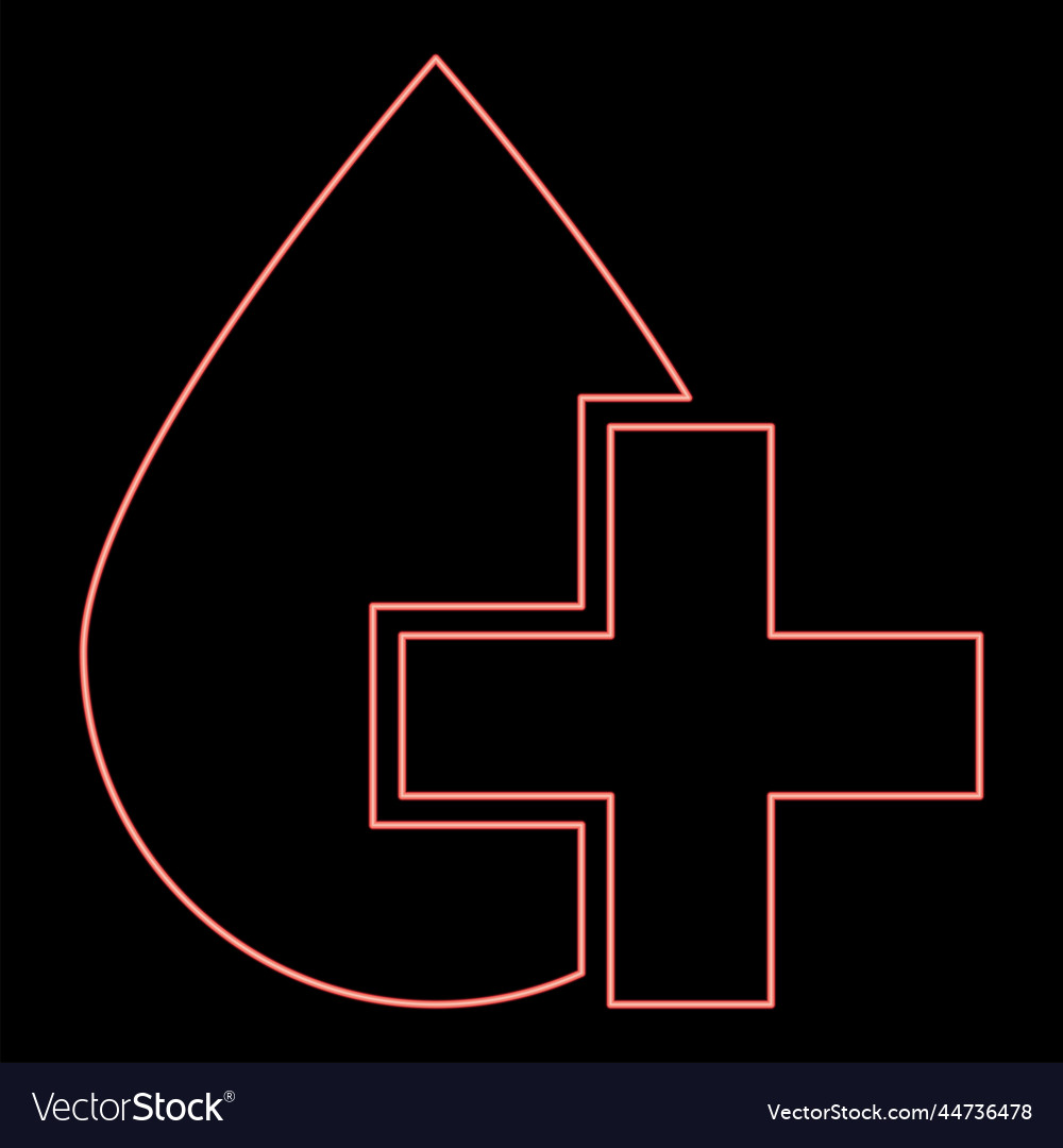 Neon drop and cross red color image flat style