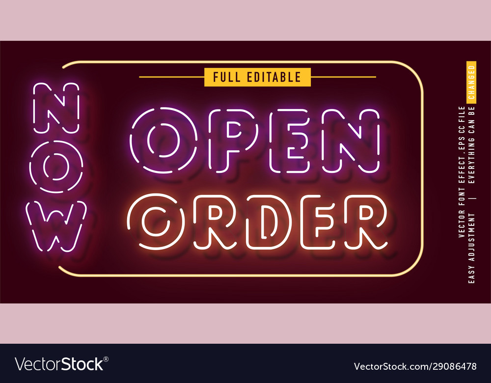 Neon text effect that can be edited easily vector image Neon text effect that can be edited easily