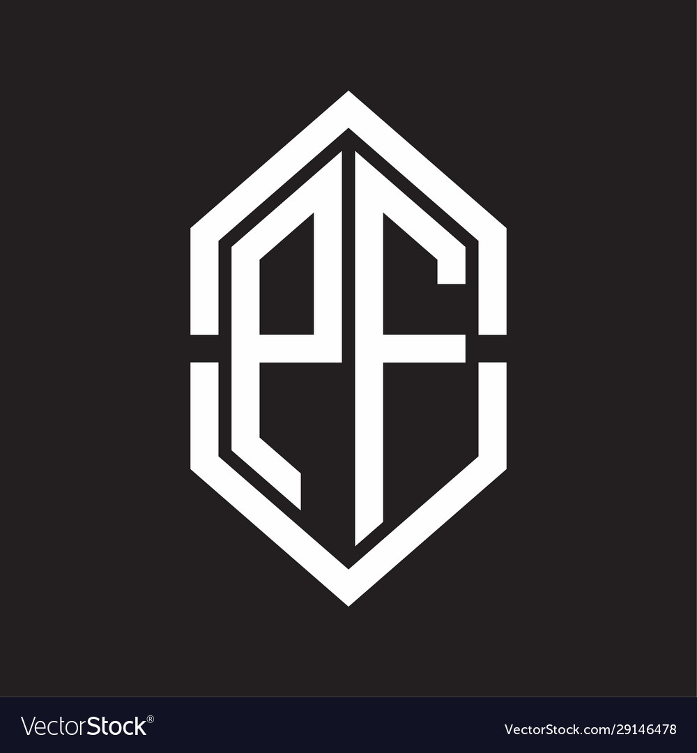 Pf logo monogram with hexagon shape and outline vector image Pf logo monogram with hexagon shape and outline