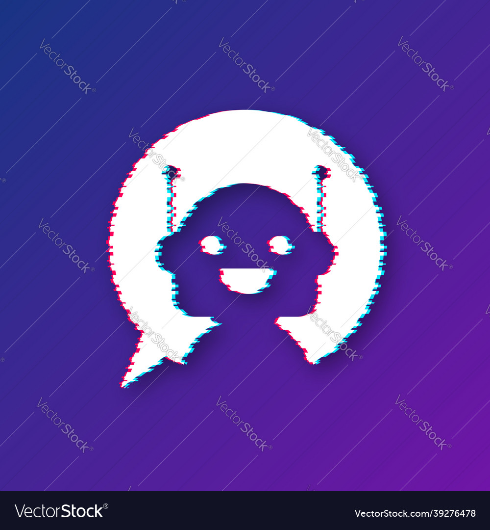 Robot glitch icon bot sign design chatbot symbol