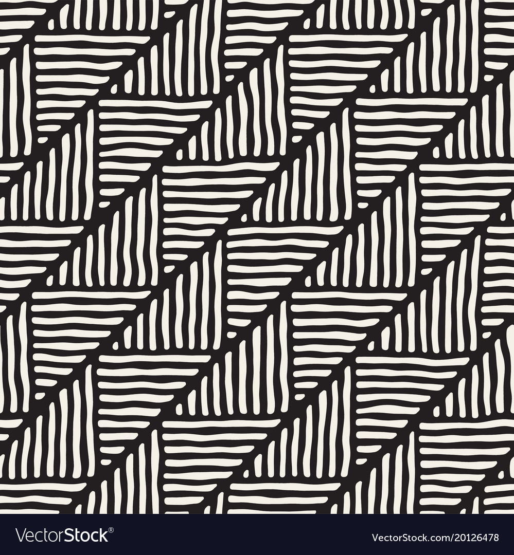 Seamless geometric doodle lines pattern in black