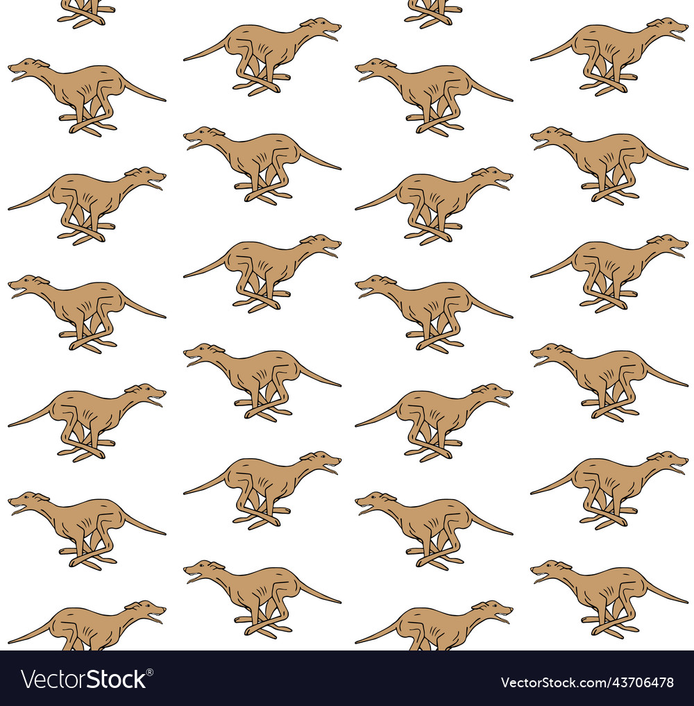 Seamless pattern of running whippet vector image Seamless pattern of running whippet