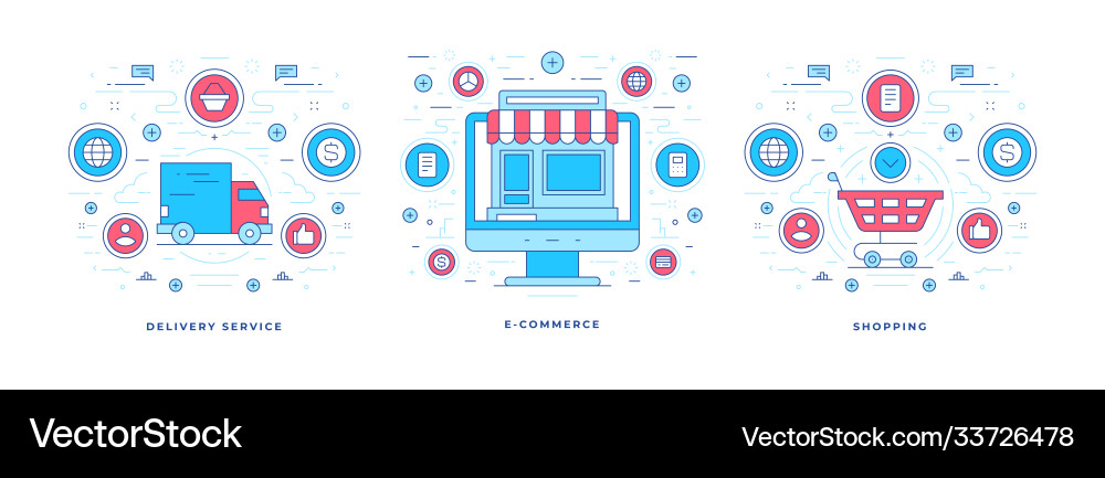 Set flat line banners Royalty Free Vector Image