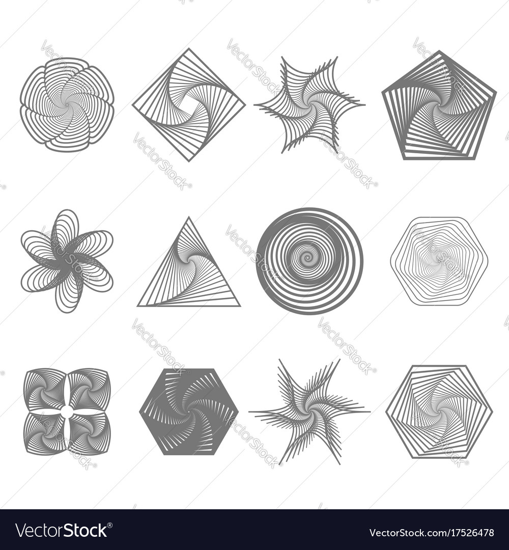 Set of different geometric ornaments Royalty Free Vector