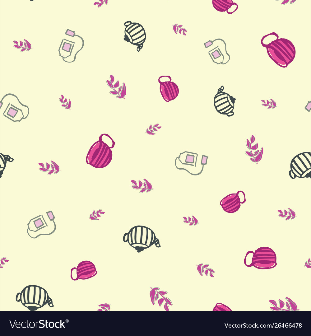 Tea seamless repeat pattern design vector image Tea seamless repeat pattern design