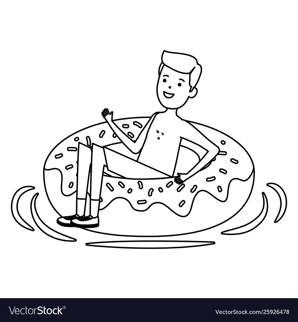 Young man with donut float character