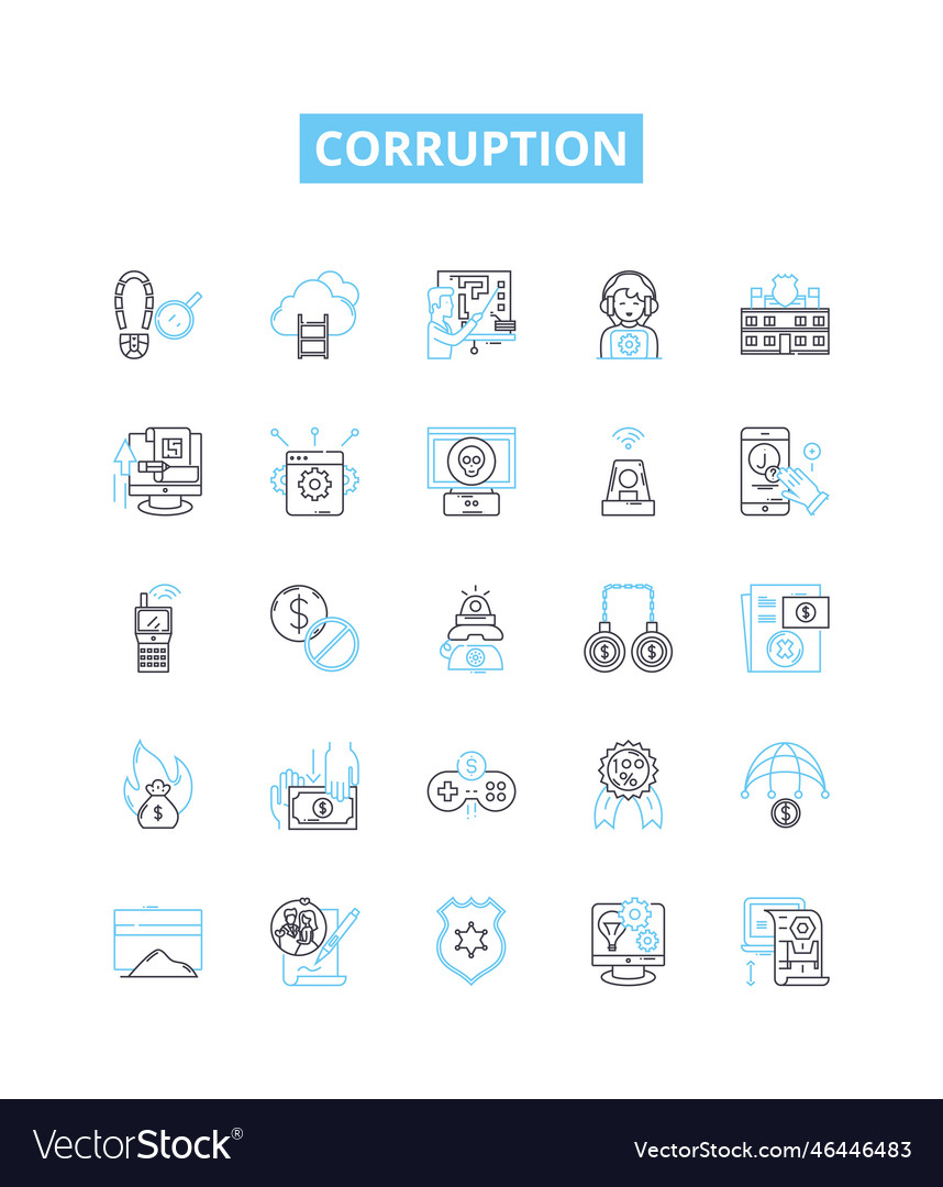 Corruption line icons set corrupt bribery