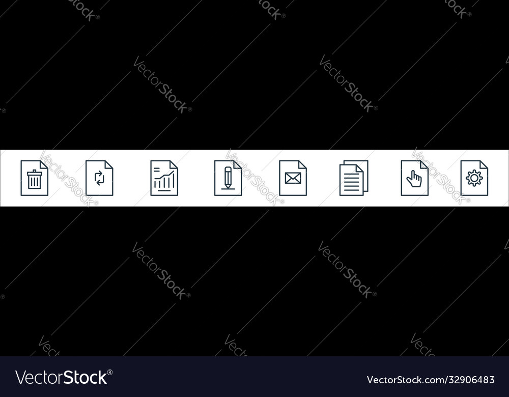 File and document outline line icons linear set vector image File and document outline line icons linear set