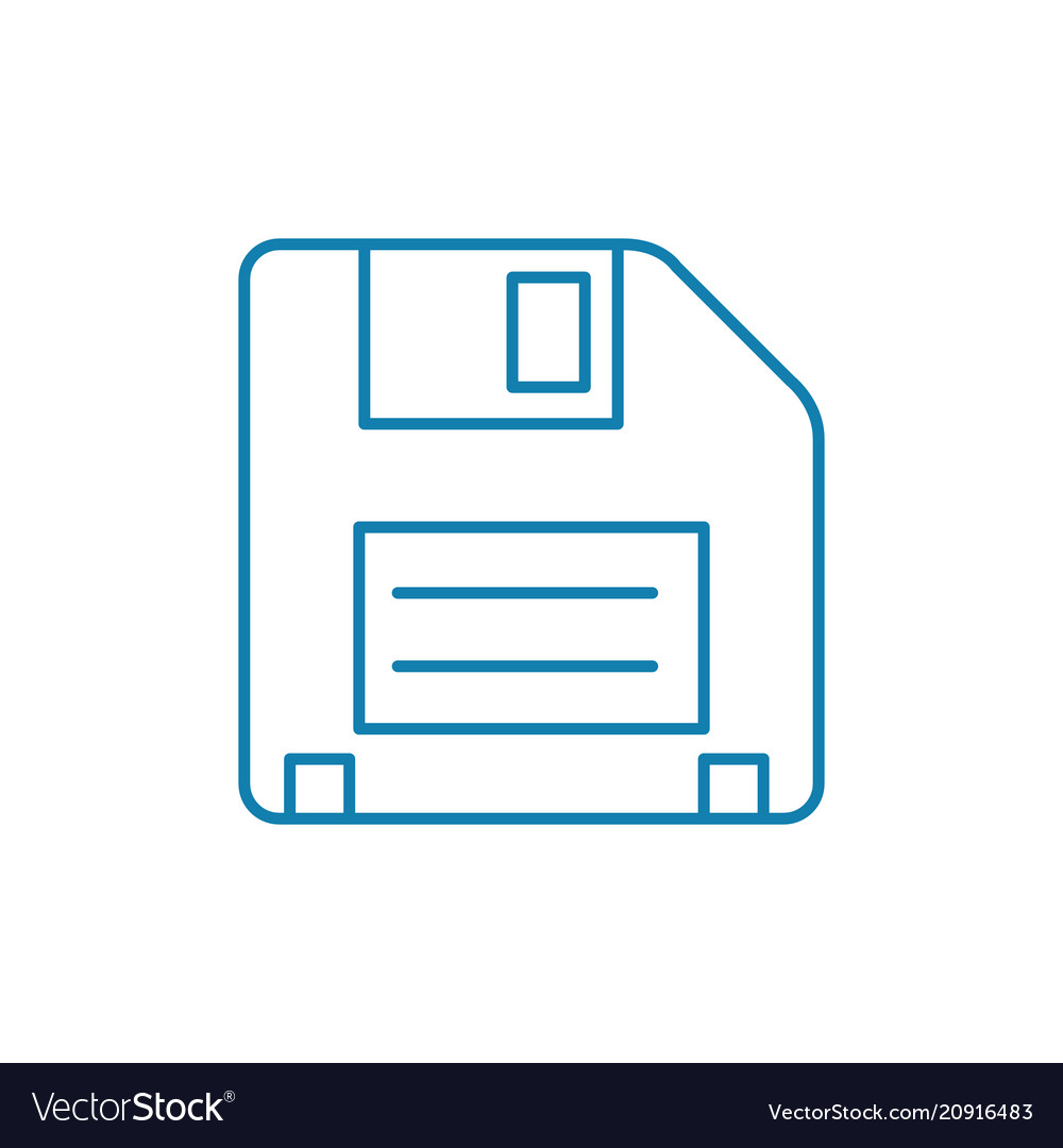 Floppy disk linear icon concept line