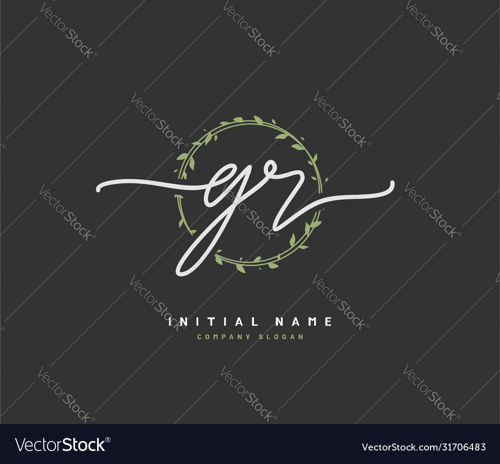 G r gr beauty initial logo handwriting