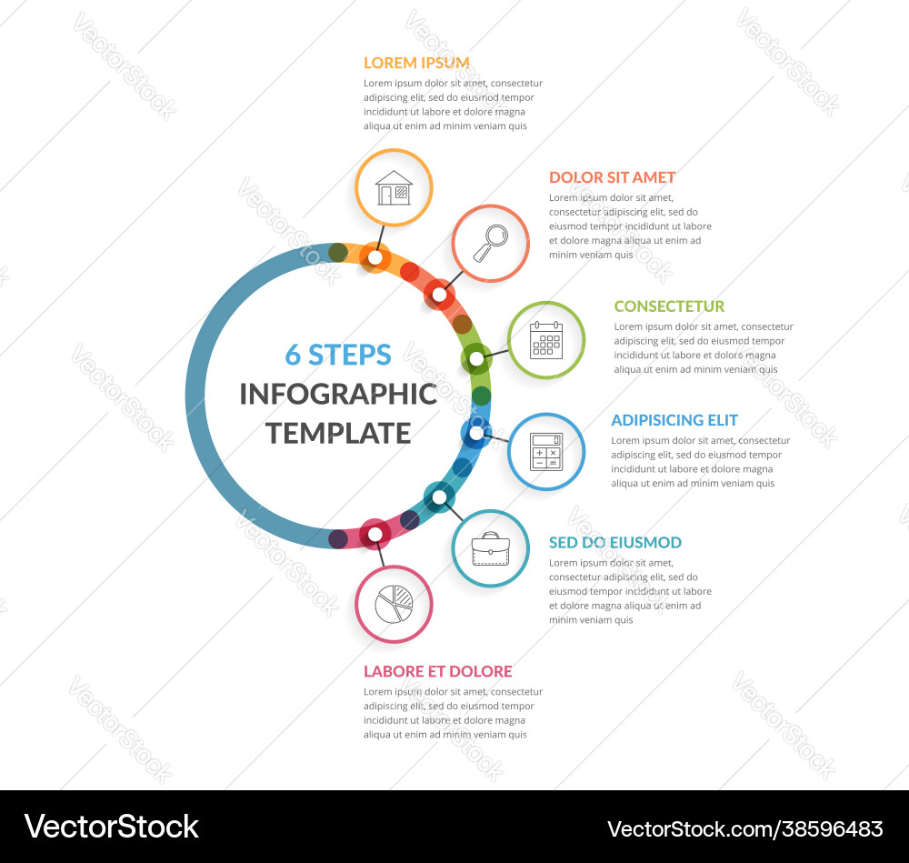 Infographic Template With Six Elements Royalty Free Vector
