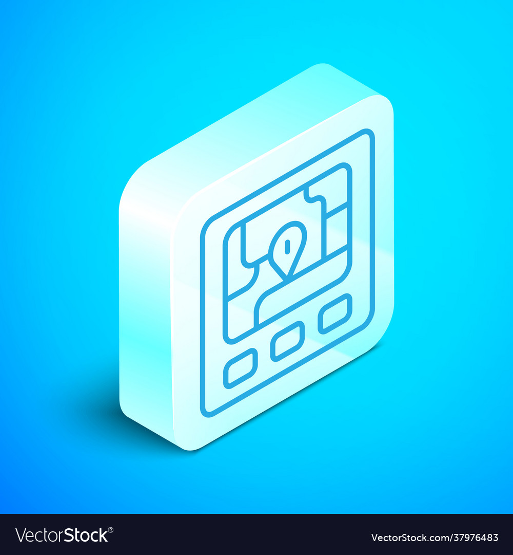 Isometric line gps device with map icon isolated vector image Isometric line gps device with map icon isolated