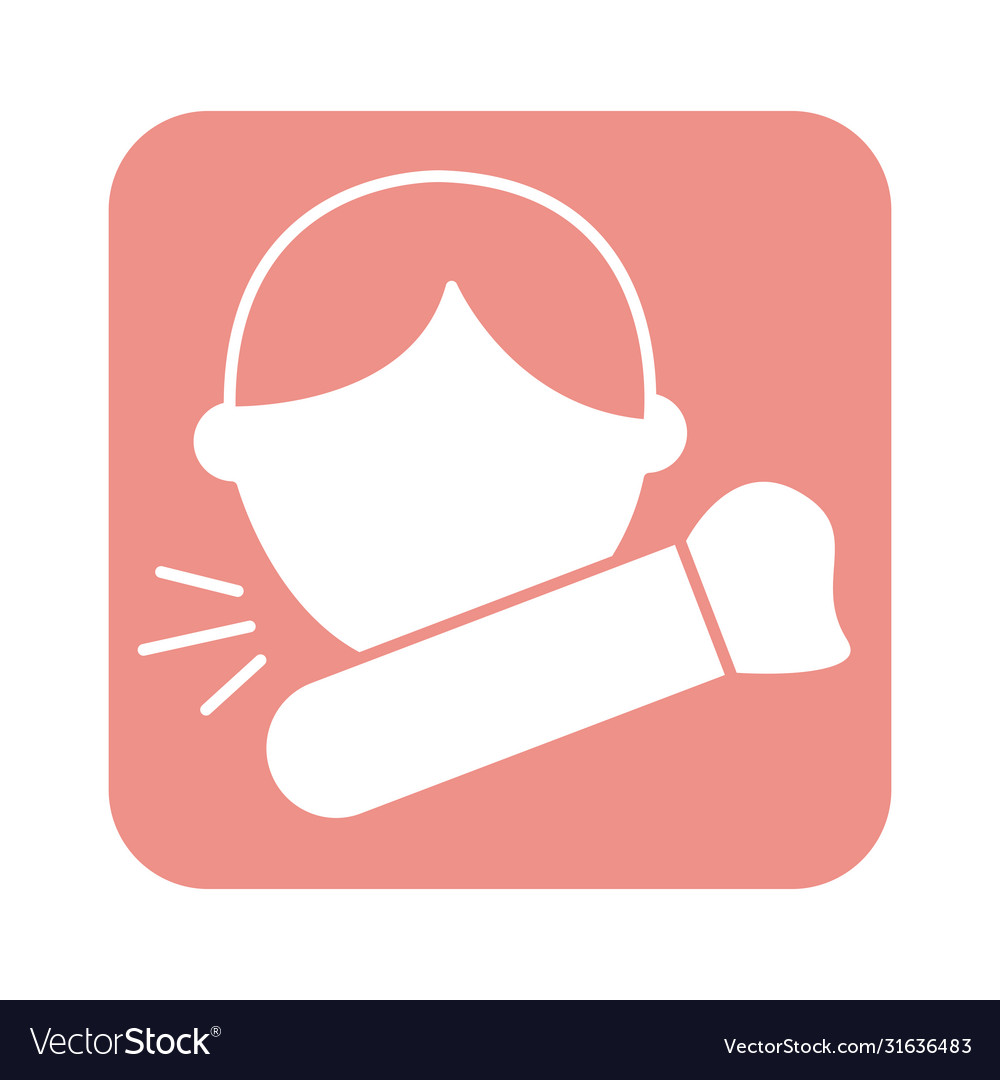 Man coughing in elbow line style vector image Man coughing in elbow line style