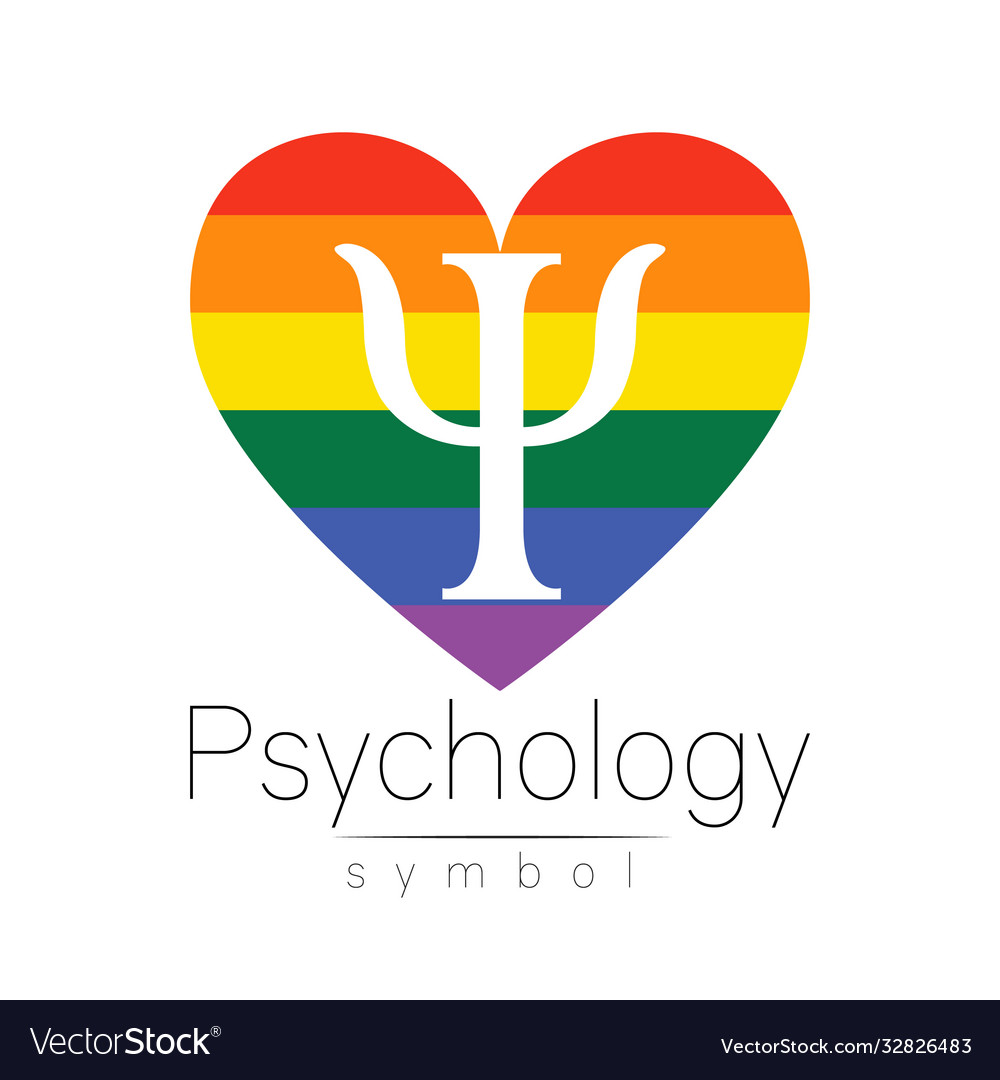 Modern logotype heart sign psychology letter vector image Modern logotype heart sign psychology letter