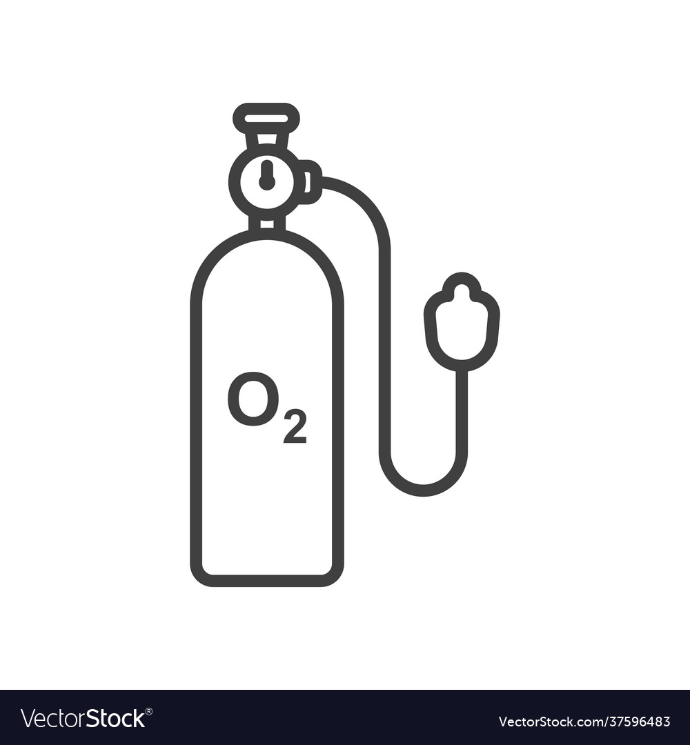 Oxygen cylinder icon with breathing mask a simple