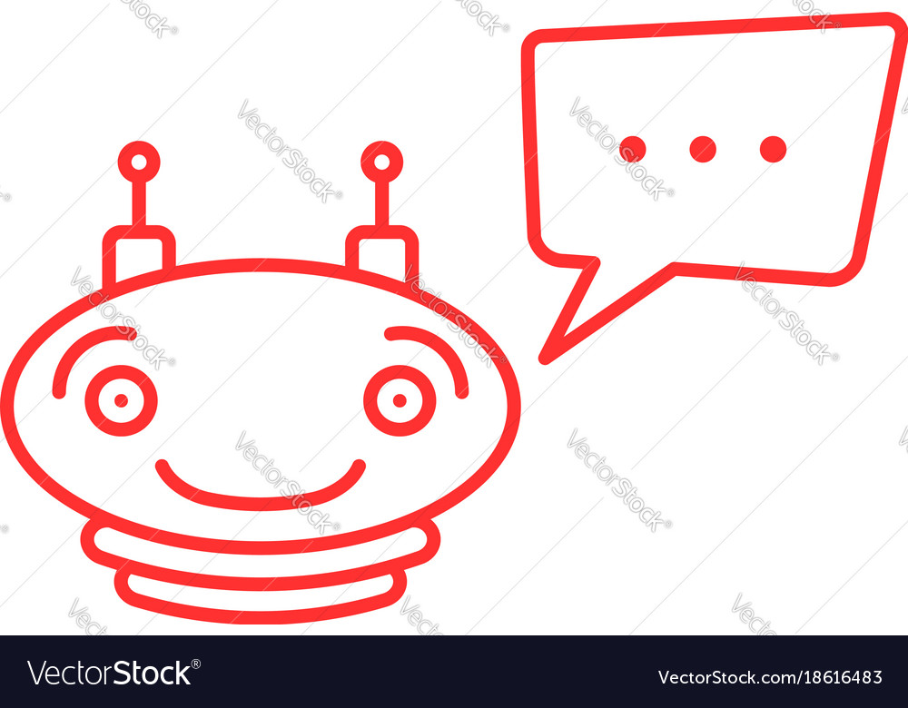 Red thin line simple chatbot icon
