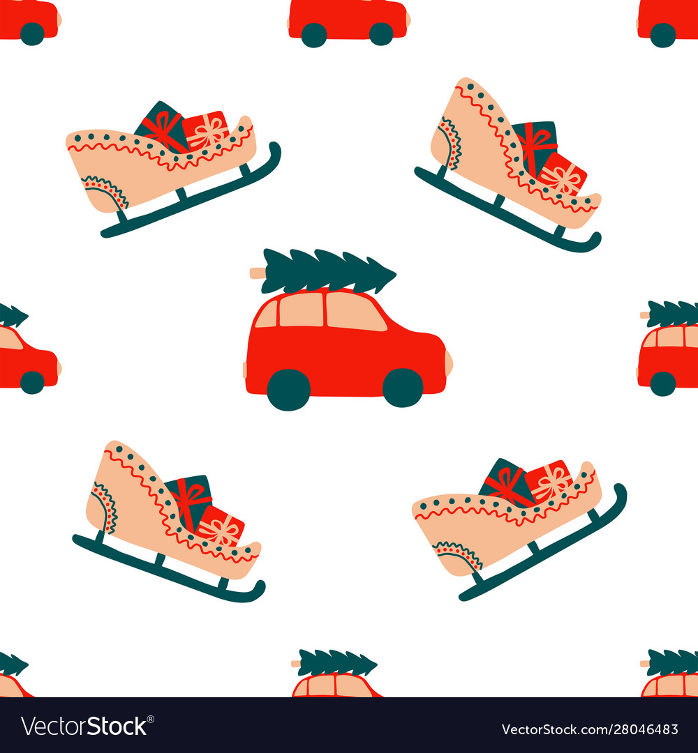 Seamless christmas pattern repeating elements vector image Seamless christmas pattern repeating elements