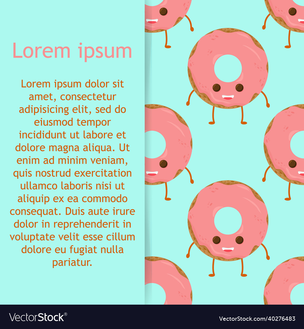 Seamless pattern with funny character donut