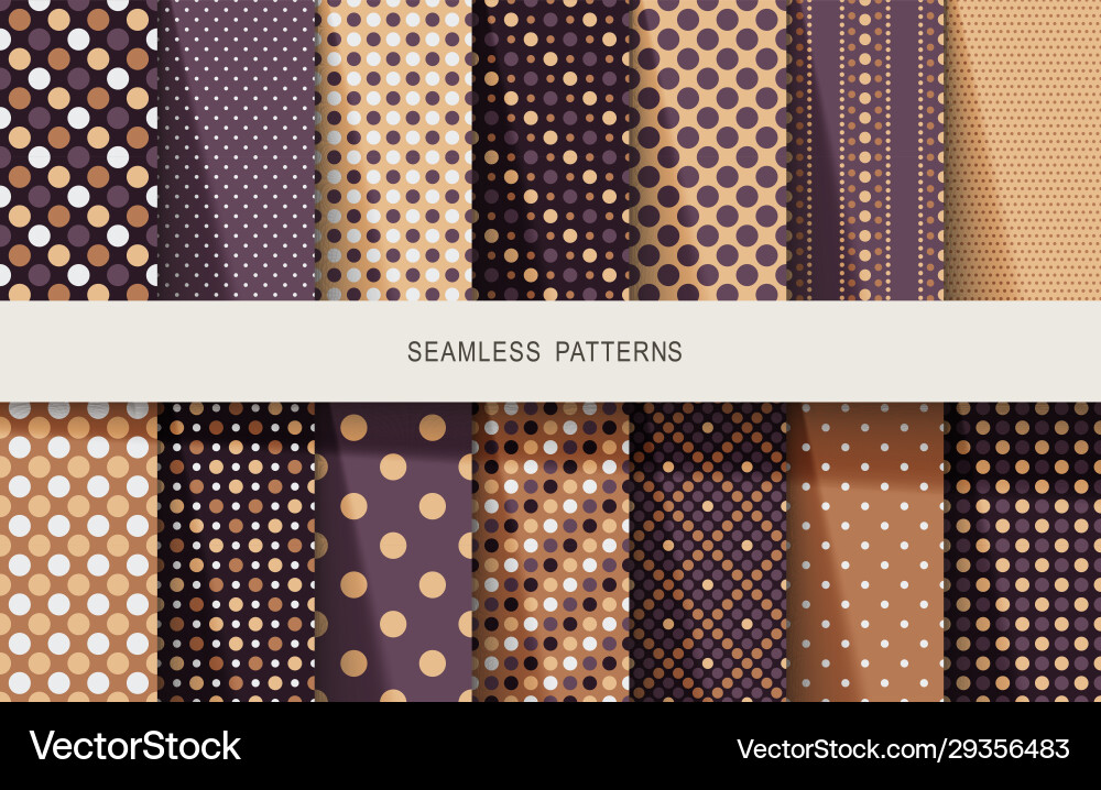 Seamless patterns polka dots set Royalty Free Vector Image