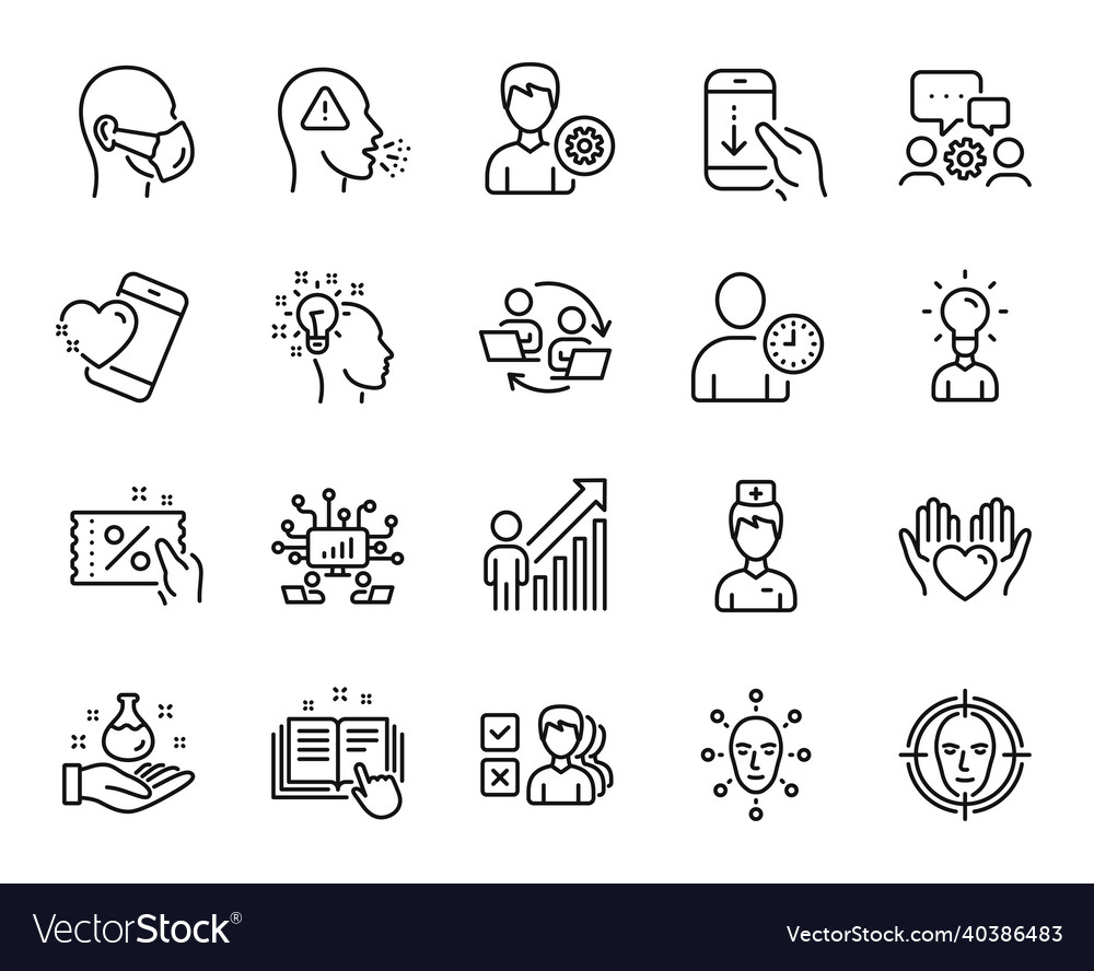 Set of support face biometrics and time vector image Set of support face biometrics and time