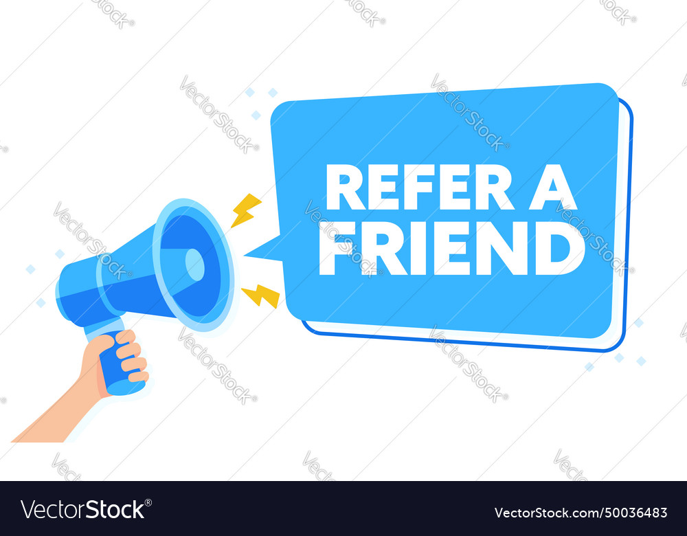 Vibrant blue megaphone announcement for refer Vector Image