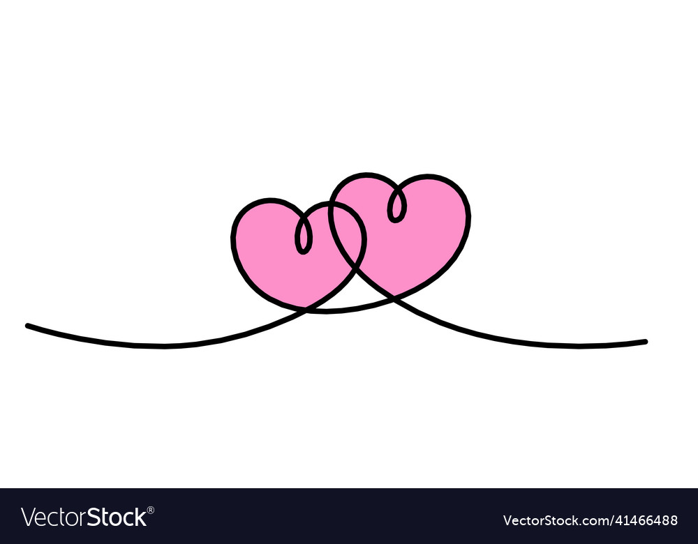 Abstract color hearts as continuous line drawing vector image Abstract color hearts as continuous line drawing