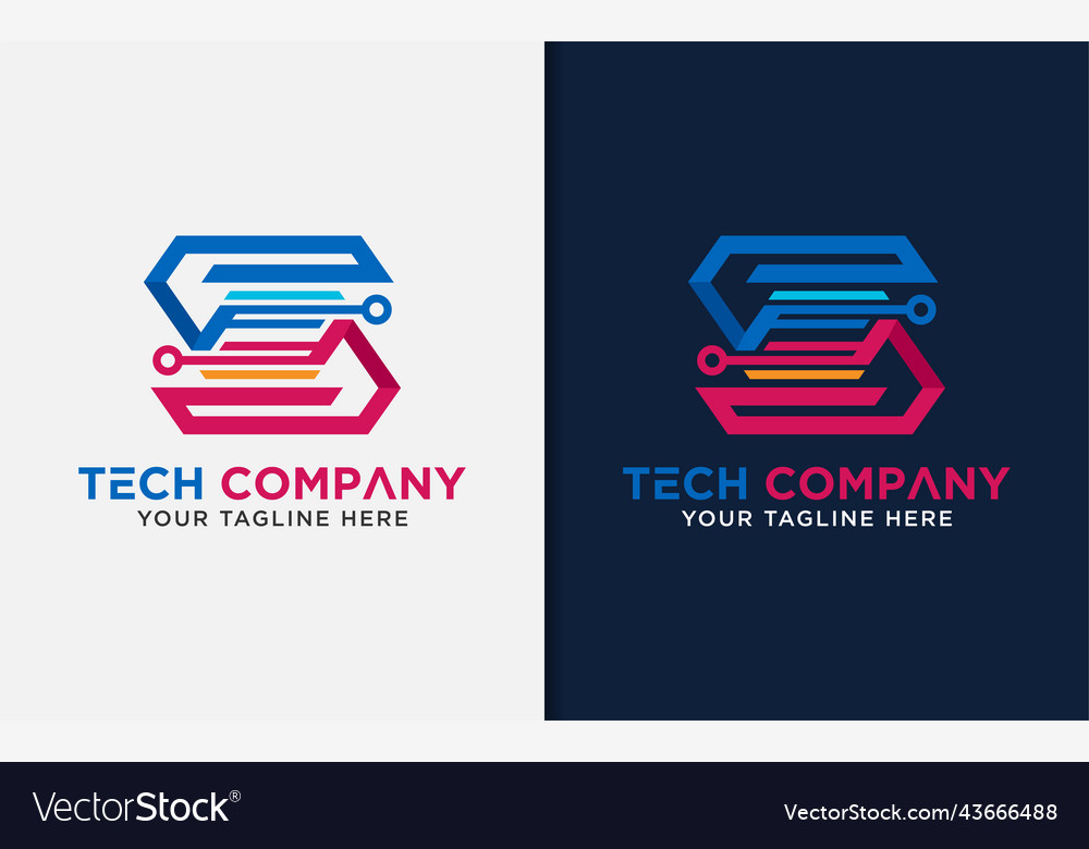 Abstract initial letter s logo design with tech