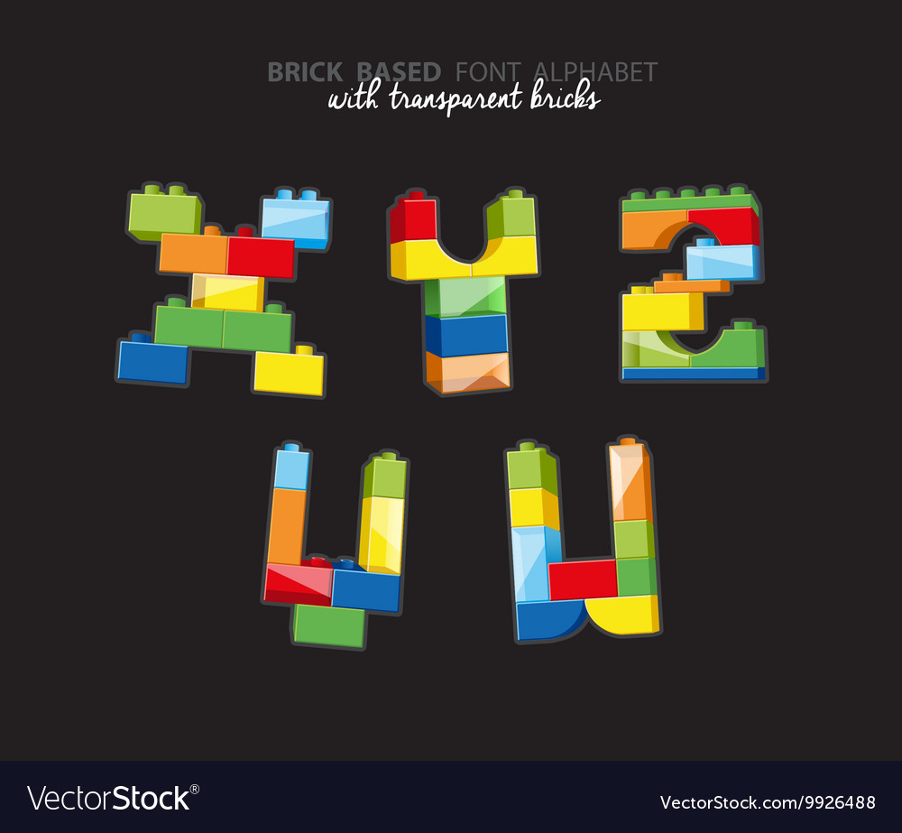 Alphabet created from playing bricks with some