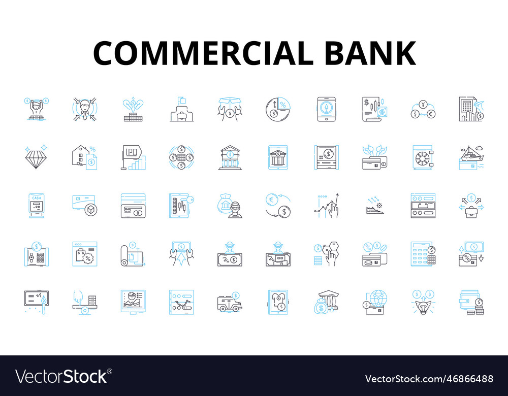 Commercial bank linear icons set deposits loans Vector Image