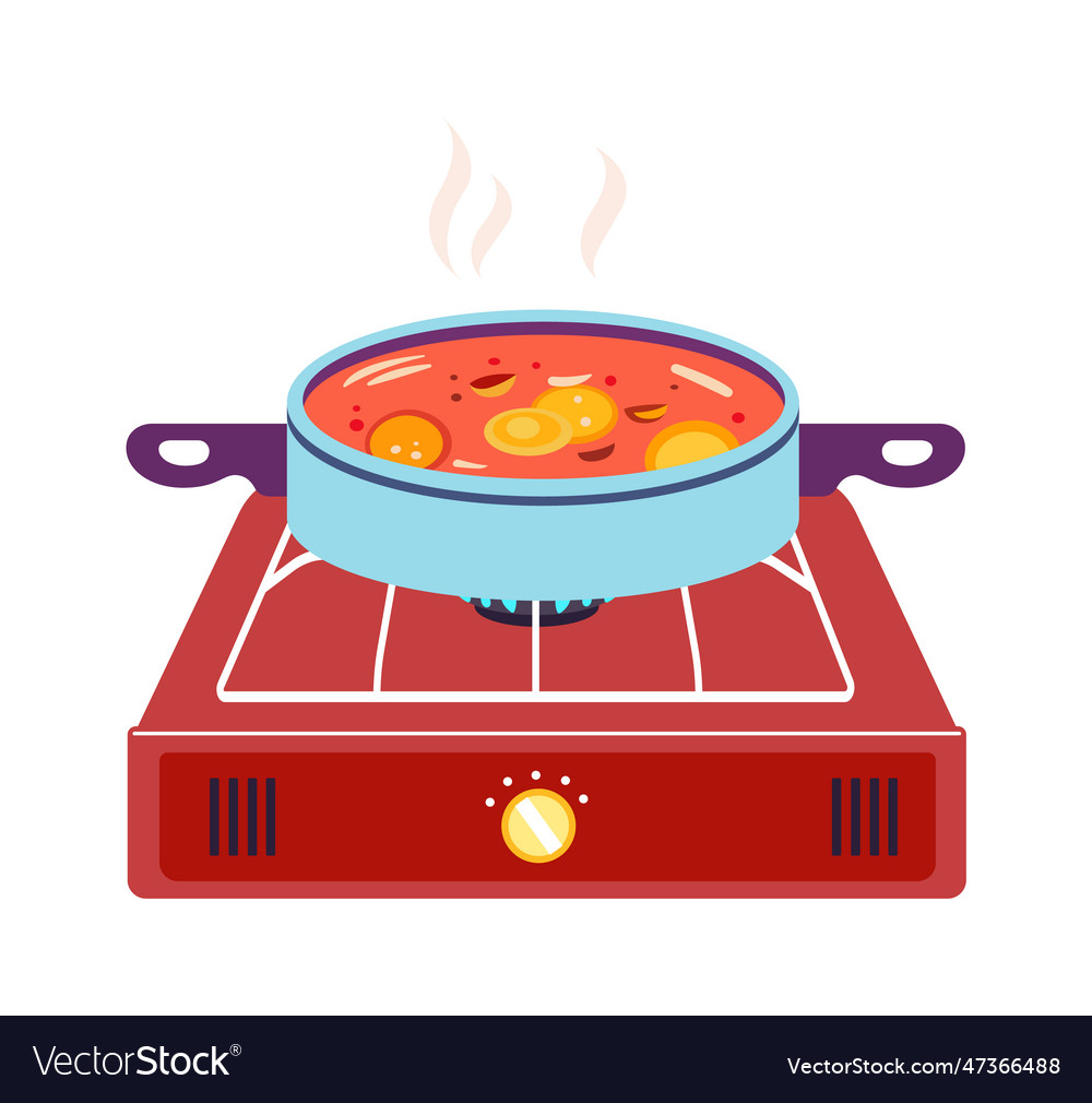 Cooking on gas cooktop Royalty Free Vector Image