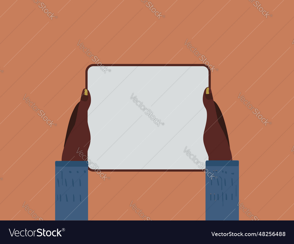 Hands using point and slide a blank tablet vector image Hands using point and slide a blank tablet