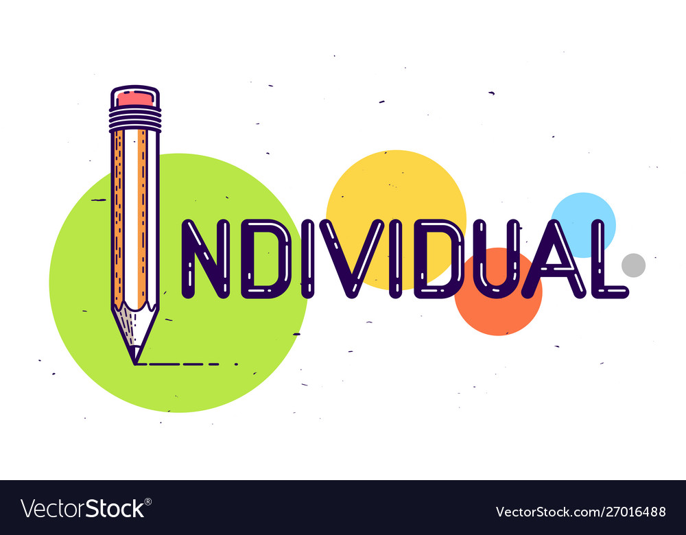 Individual word with pencil instead letter i Vector Image