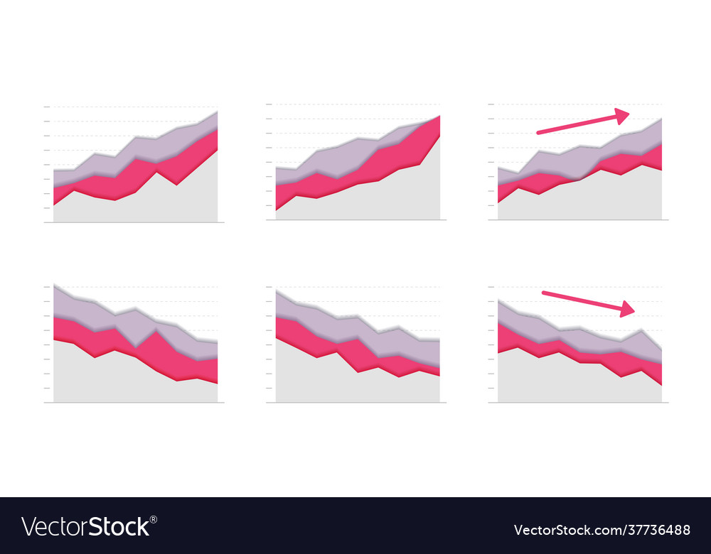 Paper graph red and grey curve go up down