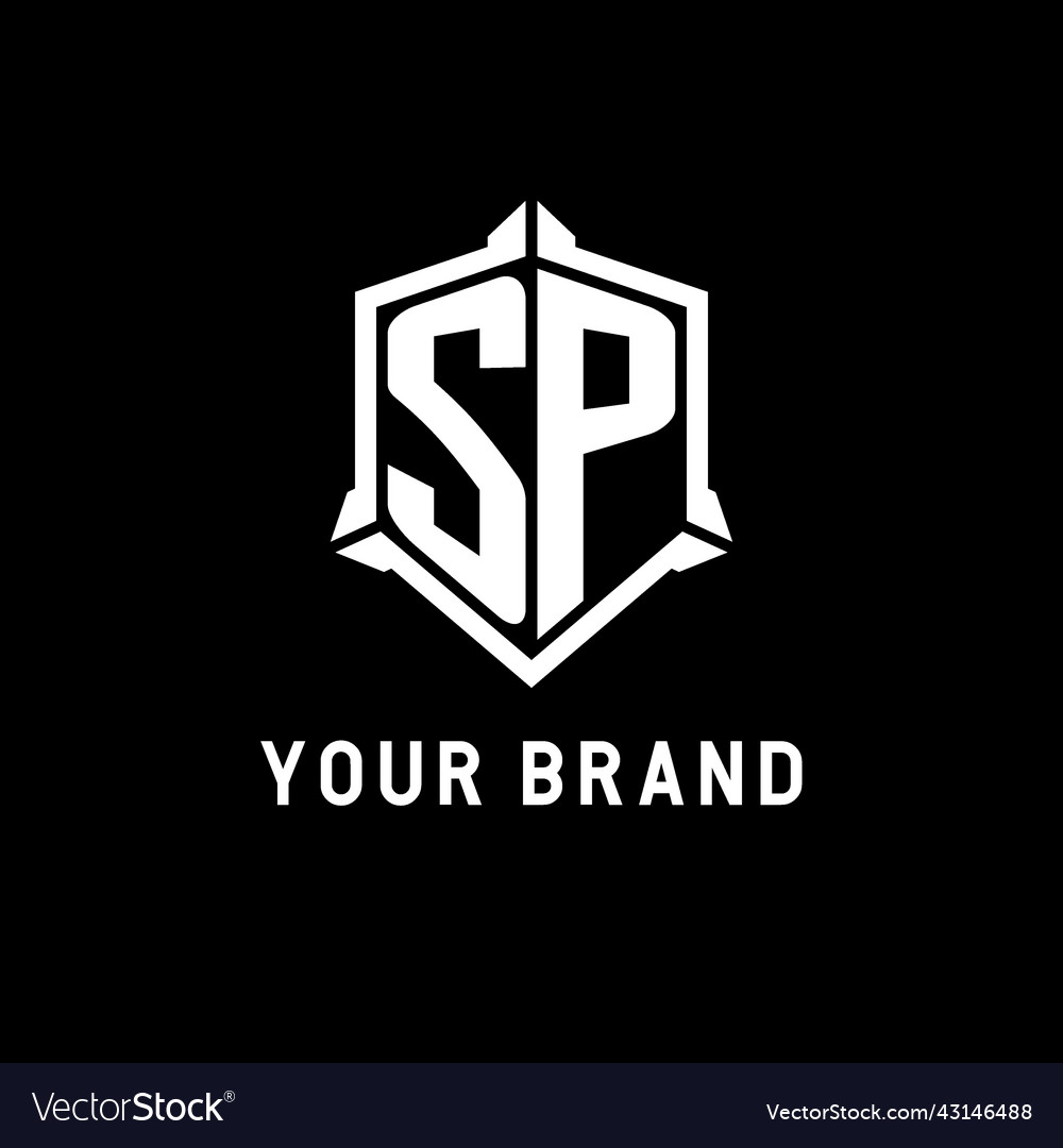 Sp logo initial with shield shape design style Vector Image Sp logo initial with shield shape design style