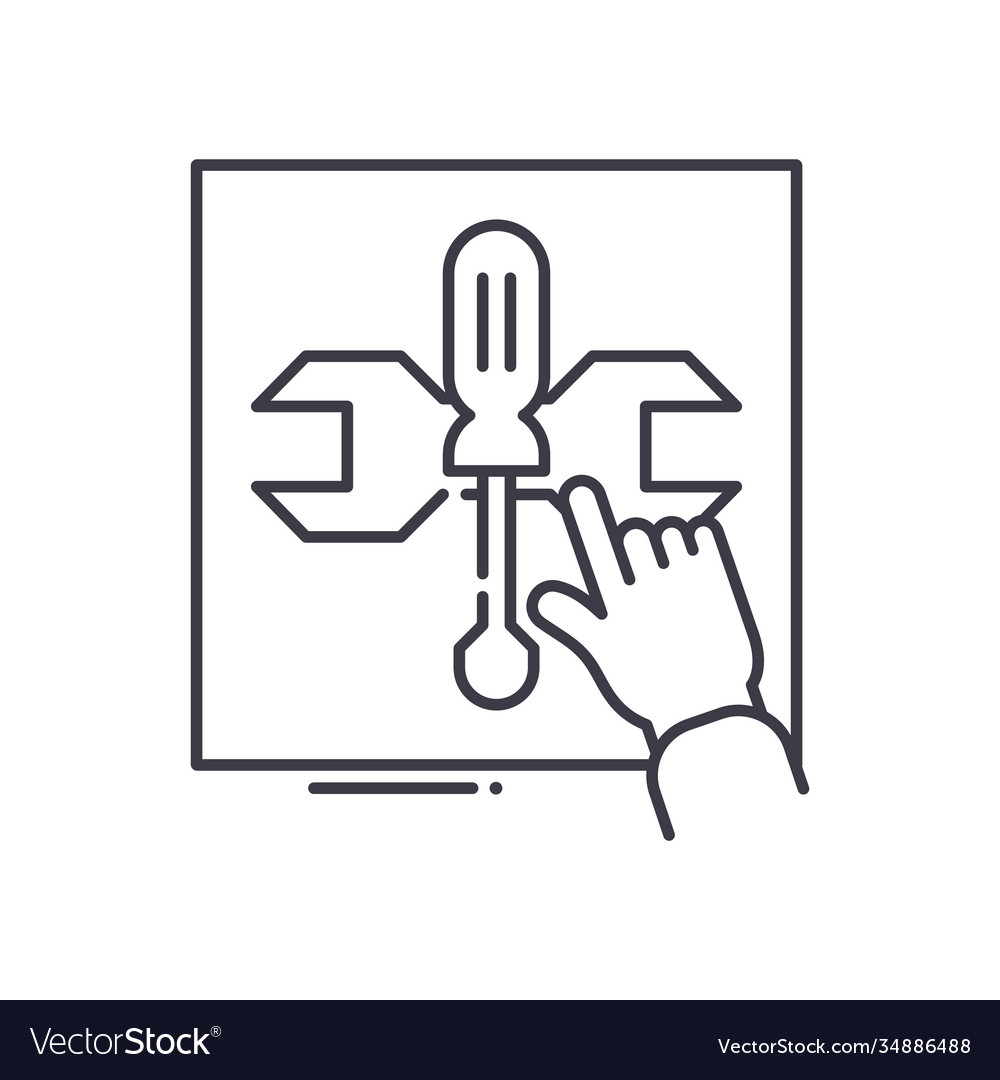 Technical tools icon linear isolated