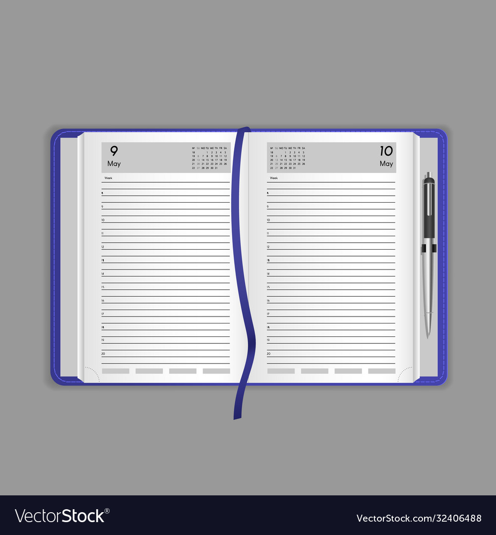 Template layout realistic notebook organizer