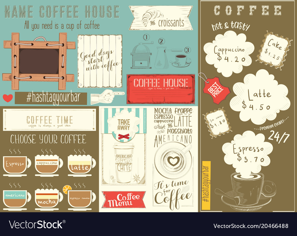 Template menu for coffee house Royalty Free Vector Image