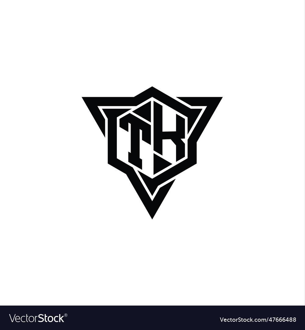 Tk logo monogram hexagon shape with triangle