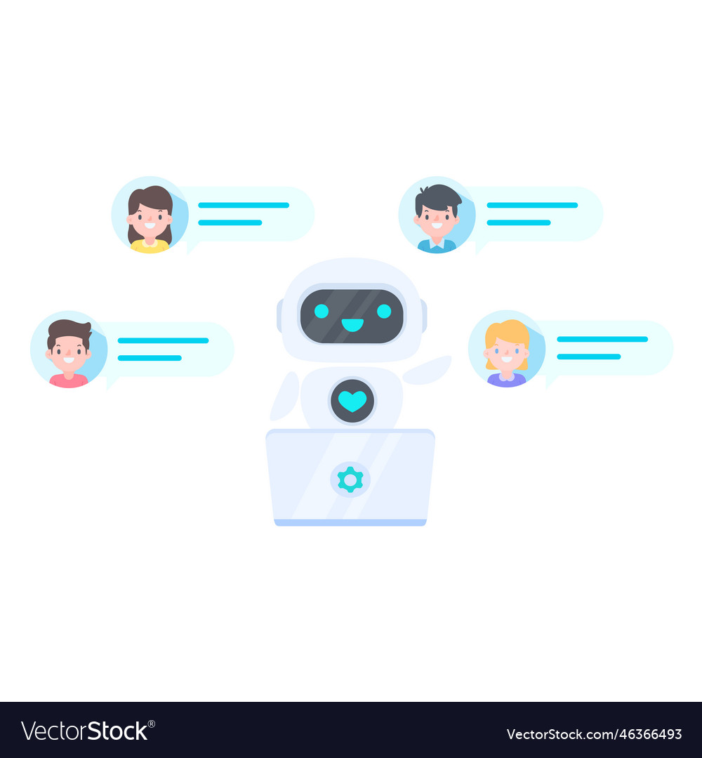Auto reply system with intelligent robots provide vector image Auto reply system with intelligent robots provide