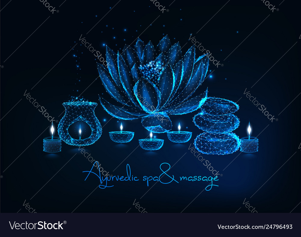 Ayurvedic spa and massage with lotus fower Vector Image