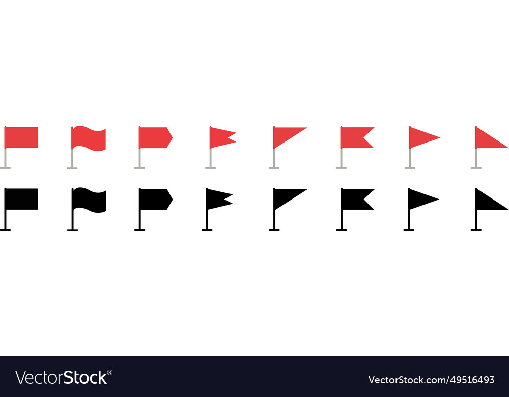 Black and red flag icons set crossed icon Vector Image