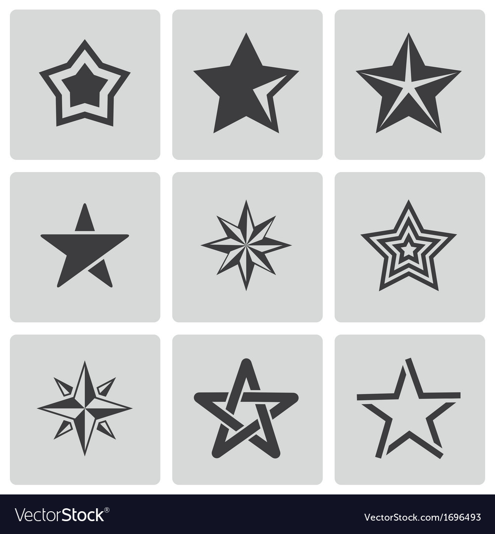 Black stars icons set Royalty Free Vector Image