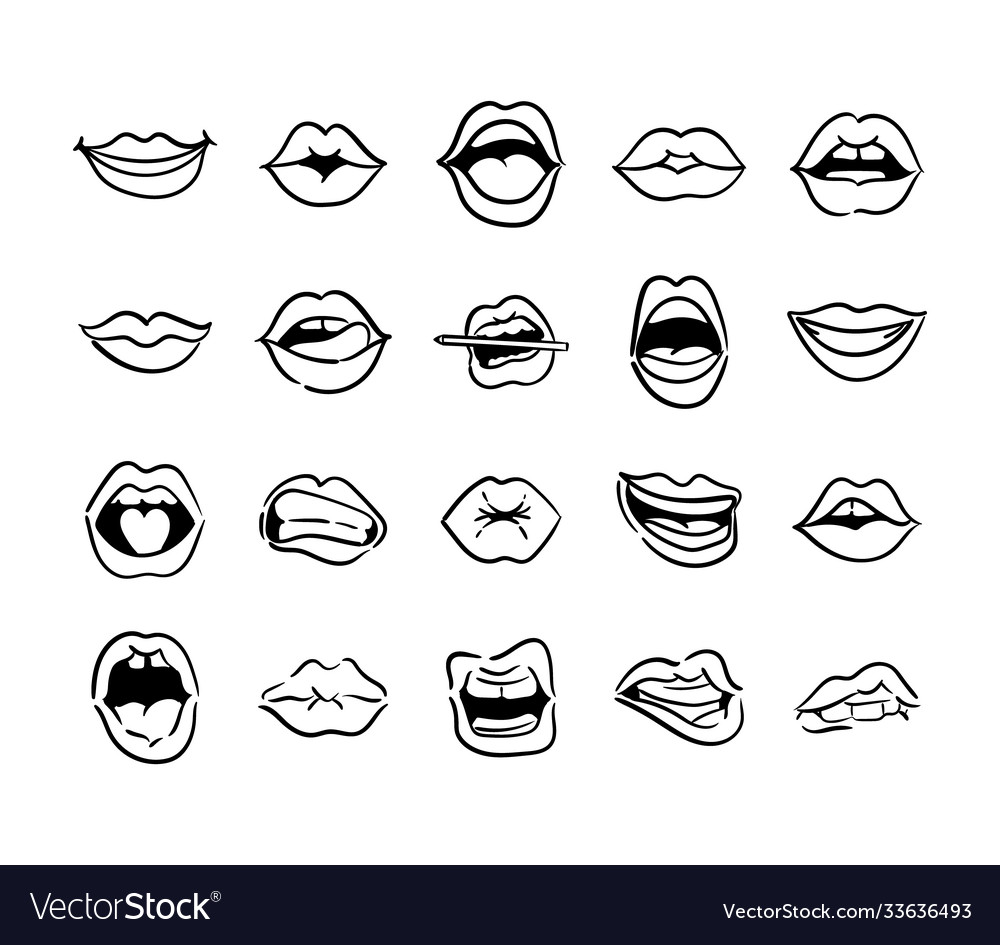 Bundle twenty mouths pop art line style