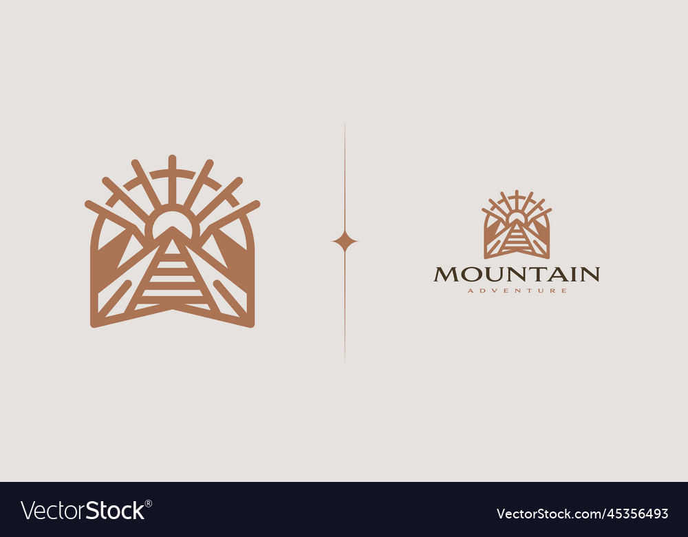 Camp camping cabin vintage monoline logo vector image Camp camping cabin vintage monoline logo